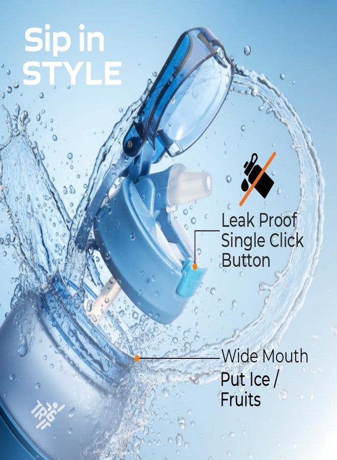 TR6 HydroBoost Active Bottle 850ml | Tritan Sipper Water Bottle for Men & Women | Leakproof, Durable & odour-resistant with Flip Lid Sports Bottle | Perfect for Gym & Outdoor use (Frosted, Blue) - Image 2
